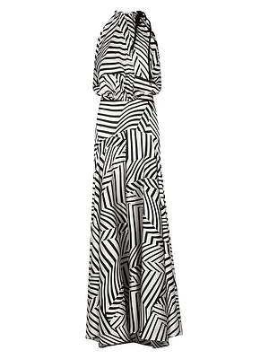 Joss Striped Stretch-Silk Maxi-Dress