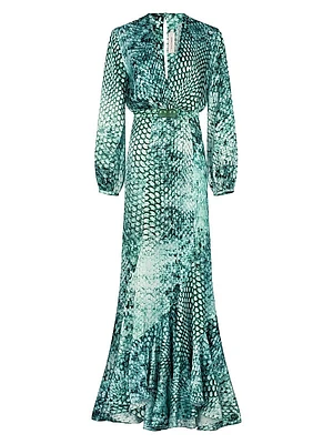 Remy Snake Print Stretch-Silk Maxi-Dress