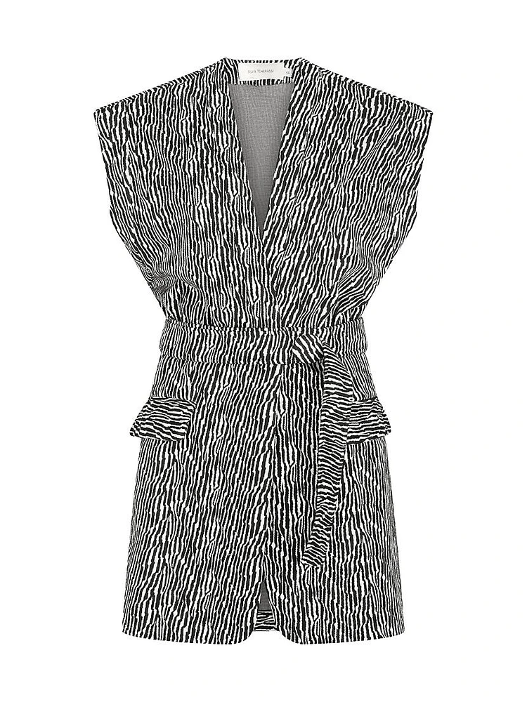 Galicia Abstract Tie-Waist Minidress
