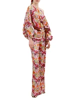 Andie Abstract Stretch-Silk Flared Pants