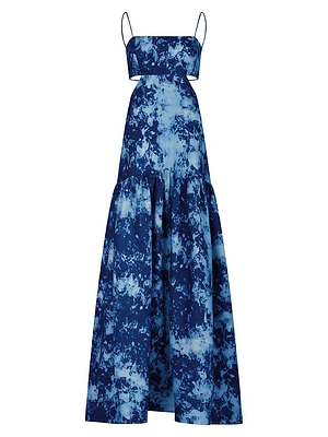 Shannon Abstract Linen Sleeveless Maxi Dress