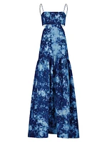 Shannon Abstract Linen Sleeveless Maxi Dress