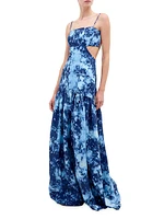 Shannon Abstract Linen Sleeveless Maxi Dress