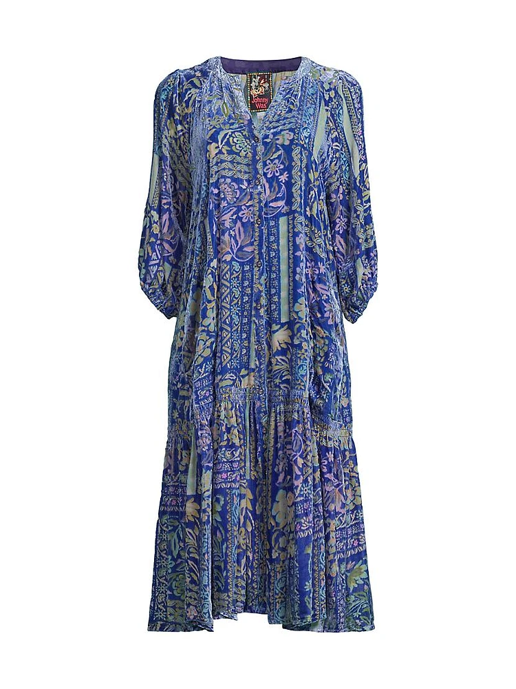 Yoka Floral Tiered Midi-Dress