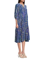 Yoka Floral Tiered Midi-Dress