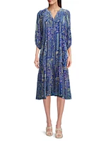 Yoka Floral Tiered Midi-Dress