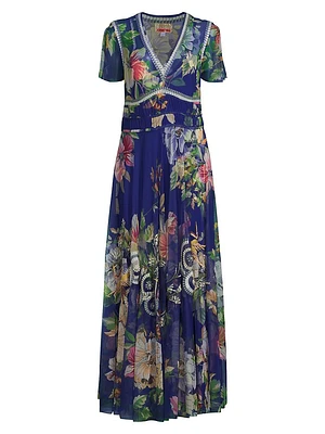 Mazzy Ruched Floral Maxi Dress