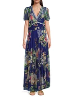 Mazzy Ruched Floral Maxi Dress