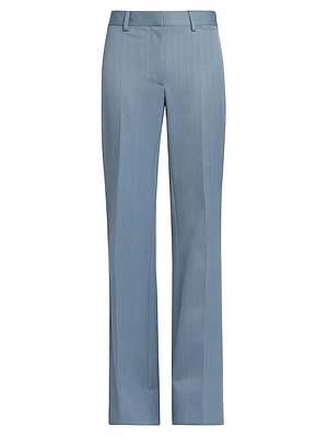 Striped Wool Flared Trousers
