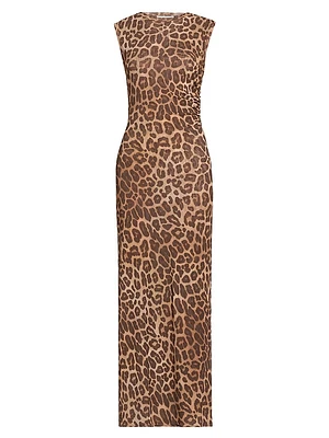 Leopard Mesh Sleevless Dress