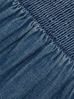 Smocked Denim Bustier Minidress