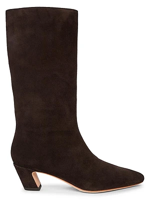 Cleo Suede Curved-Heel Boots
