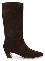 Cleo Suede Curved-Heel Boots