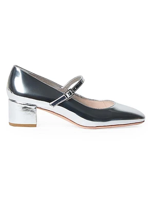 Lyra 50MM Metallic Leather Mary Jane Pumps