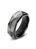 Torqued Faceted Band Ring in Black Titanium