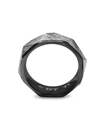 Torqued Faceted Band Ring in Black Titanium