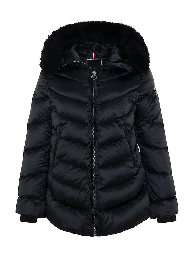 Apres-Ski Jacket with Detachable Toscana Shearling Lamb Hood Trim