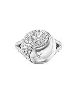 Yin Yang Sterling Silver & 0.61 TCW Diamond Ring