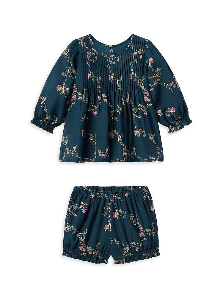 Baby Girl's & Little 2-Piece Floral Print Top Shorts Set