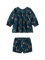 Baby Girl's & Little 2-Piece Floral Print Top Shorts Set