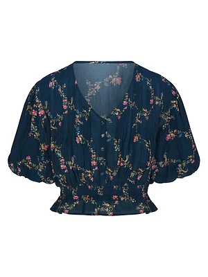 Maeve Floral Cotton-Blend Crop Top