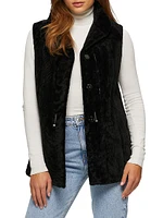 Textured Shearling Lamb Vest Reversible to Taffeta