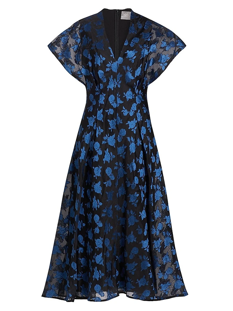 Floral Silk A-Line Maxi Dress