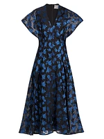 Floral Silk A-Line Maxi Dress