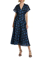 Floral Silk A-Line Maxi Dress