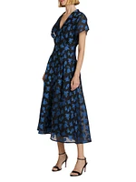 Floral Silk A-Line Maxi Dress
