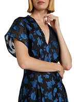 Floral Silk A-Line Maxi Dress