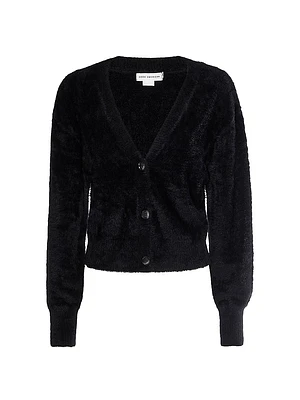 Fuzzy Knit V-Neck Cardigan