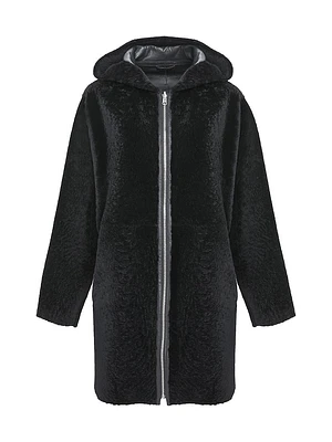 Reversible Textured Shearling Lamb Parka