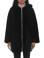 Reversible Textured Shearling Lamb Parka