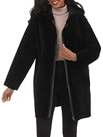 Reversible Textured Shearling Lamb Parka