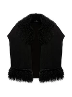 Knit Vest with Mongolian Shearling Lamb Trim