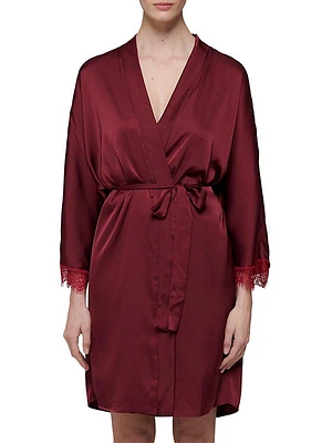 Satin Secrets Lace-Trimmed Robe