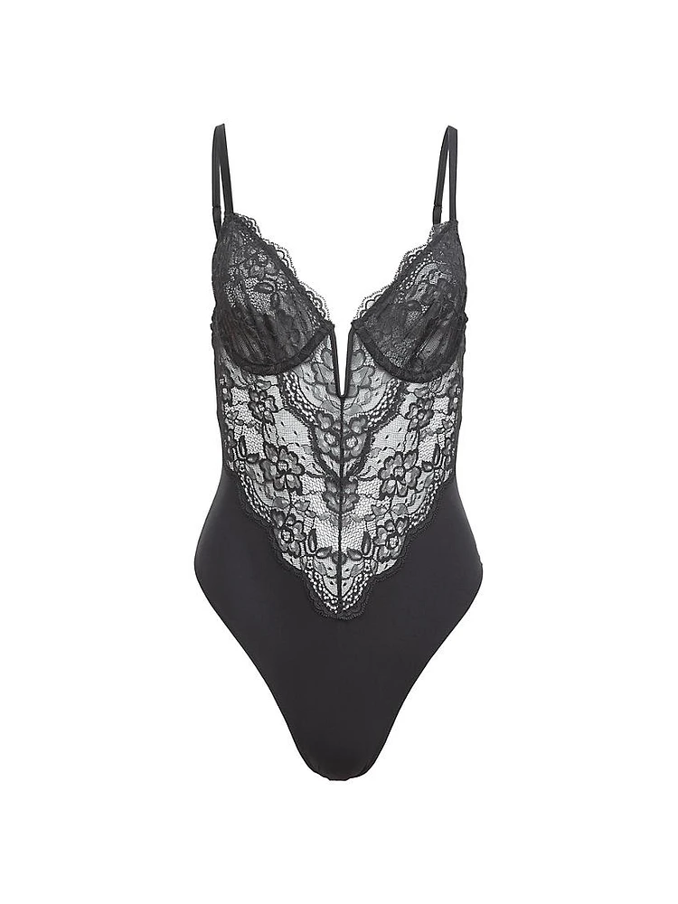 Bianca Lace-Silk Bodysuit
