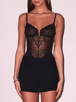 Bianca Lace-Silk Bodysuit