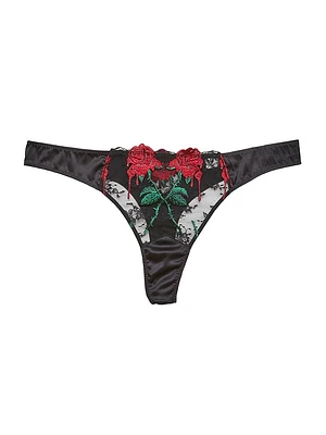 Bleeding Rose Embroidered Thong