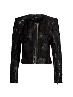 Dalma Faux-Leather & Lace Jacket