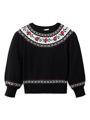 Little Girl's & Girl's Janie and Jack X American Girl Holiday Rose Fair Isle Sweater