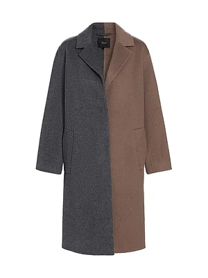Lore Colorblocked Wool-Blend Coat