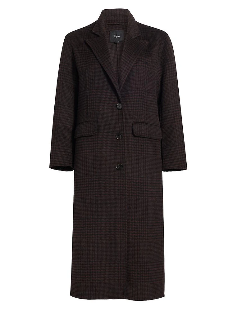 Gallery Plaid Wool-Blend Coat