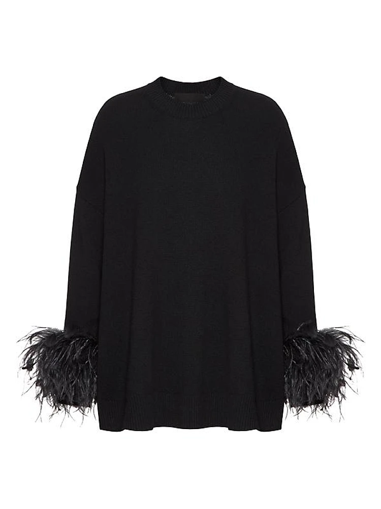 Wool Sweater with Feathers