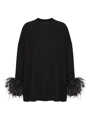 Wool Sweater with Feathers