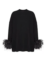 Wool Sweater with Feathers