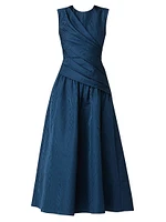 Gabriele Moire Draped Maxi Dress