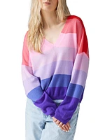 Striped V-Neck Cashmere Sweater