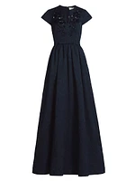Estelle Embellished Jacquard Fit & Flare Gown